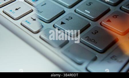 Close-up Shot of a Modern Numeric Keypad on a Metallic Computer Keyboard Stock Photo
