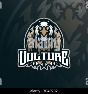 Vulture mascot logo design with modern illustration concept style for badge, emblem and t shirt printing. Vulture illustration for sport team. Stock Vector