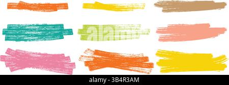 Abstract collection colorful brush stroke isolated on background, watercolor paint stoke for decorate. paint stroke isolated on white,  illustration Stock Vector