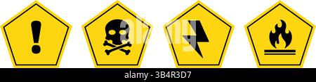 Danger sign, warning sign, General Warning Attention Sign Alert to Various Safety Hazards. yellow triangle warning sign vector illustration. Stock Vector