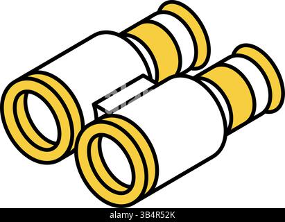 Simple line drawing icon of binoculars, isometric illustration, Vector Illustration Stock Vector
