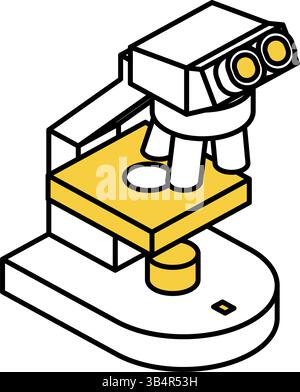 Simple line drawing icon of microscope, isometric illustration, Vector Illustration Stock Vector