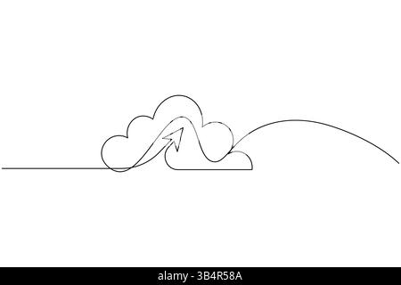 Cloud storage continuous one line drawing and minimalist style isolate outline vector icon Stock Vector
