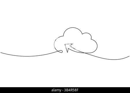 Cloud storage continuous one line drawing and minimalist style isolate outline vector icon Stock Vector