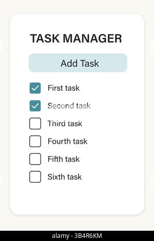 Efficient task manager screen featuring a to-do list layout with functional checkboxes included. Stock Vector