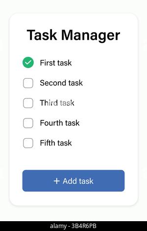 Efficient task manager screen featuring a to-do list layout with functional checkboxes included. Stock Vector