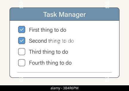 Efficient task manager screen featuring a to do list layout with functional checkboxes included. Stock Vector
