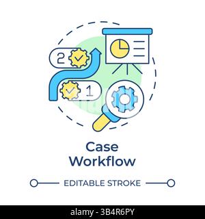 Case workflow multi color concept icon Stock Vector