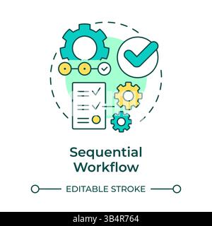 Sequential workflow multi color concept icon Stock Vector