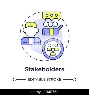 Stakeholders multi color concept icon Stock Vector