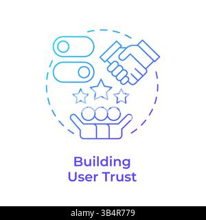 Building user trust blue gradient concept icon Stock Vector