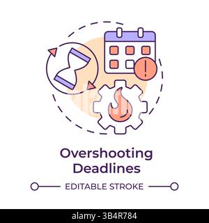 Overshooting deadlines multi color concept icon Stock Vector