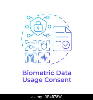 Biometric data usage consent blue gradient concept icon Stock Vector