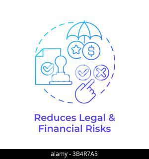 Reduces legal and financial risks blue gradient concept icon Stock Vector