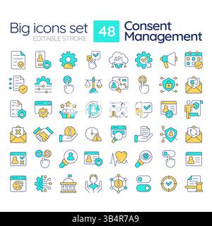 Contest management line color icons set Stock Vector