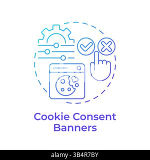 Cookie consent banners blue gradient concept icon Stock Vector