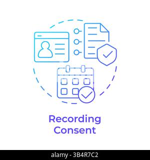 Recording consent blue gradient concept icon Stock Vector