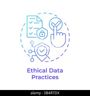 Ethical data practices blue gradient concept icon Stock Vector