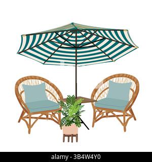 Summer street cafe bistro scene Vector isolated Stock Vector
