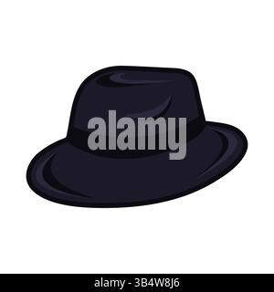 Retro dark blue vintage hat isolated on white background. Gentleman hat. Vector illustration Stock Vector