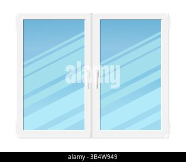 Plastic double casement window isolated on white background. Vector illustration Stock Vector
