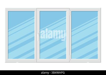 Plastic triple casement window isolated on white background. Vector illustration Stock Vector