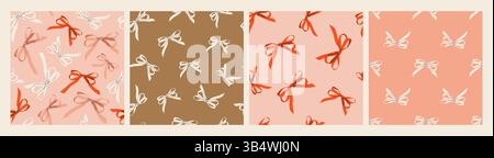 Seamless pattern set with multicolored bow knots. Stock Vector