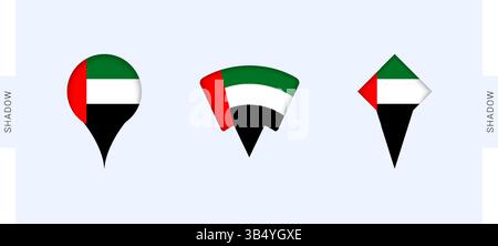 United Arab Emirates Map Markers Set. Perfect for projects related to United Arab Emirates, travel, geography, and international representation. Vecto Stock Vector
