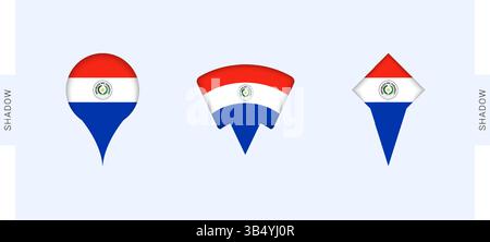 Paraguay Map Markers Set. Perfect for projects related to Paraguay, travel, geography, and international representation. Vector collection. Stock Vector