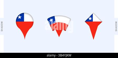 Chile Map Markers Set. Perfect for projects related to Chile, travel, geography, and international representation. Vector collection. Stock Vector