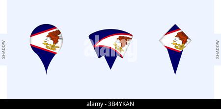 American Samoa Map Markers Set. Perfect for projects related to American Samoa, travel, geography, and international representation. Vector collection Stock Vector