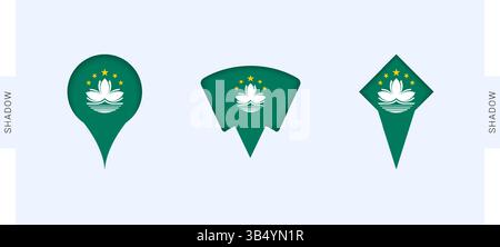 Macau Map Markers Set. Perfect for projects related to Macau, travel, geography, and international representation. Vector collection. Stock Vector