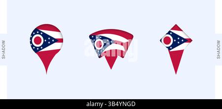 Ohio Map Markers Set. Perfect for projects related to Ohio, travel, geography, and international representation. Vector collection. Stock Vector
