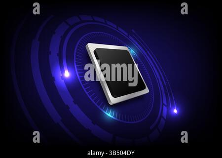 hi-tech technology microchip processor, information processing Concept, vector illustration Stock Vector
