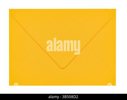 Top view of closed back from rectangle yellow envelope. Isolated on a white background. Stock Photo