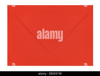 Top view of closed back from rectangle red envelope. Isolated on a white background. Stock Photo