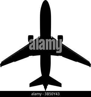 Airplane Black Silhouette Vector Illustration Stock Vector