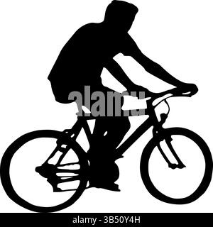 Bicyclist Black Silhouette Vector Illustration Stock Vector