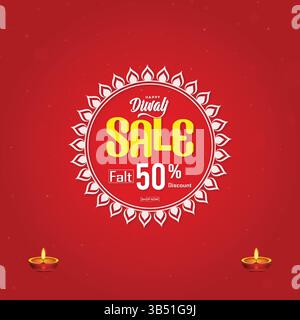 Diwali sale Poster, festive discount Stock Vector