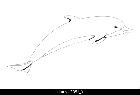 Dolphin underwater swimming forward gracefully 2D line character Stock Vector