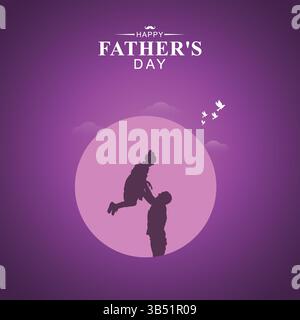 Father's Day  Poster | Happy Father's Day  Message on Pink and Purple Stock Vector