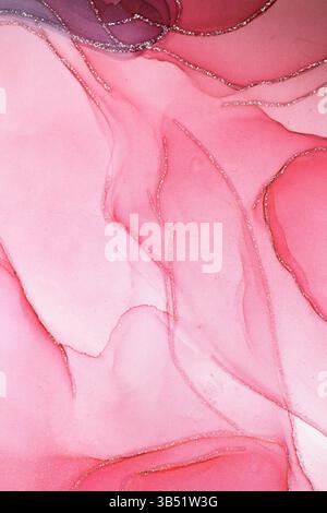 Romantic pink marble surface with glitter effect. Modern abstract stone background. Stock Photo