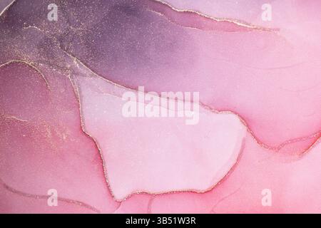 Romantic pink marble surface with glitter effect. Modern abstract stone background. Stock Photo