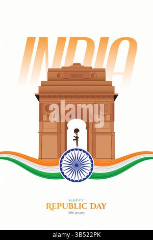 Republic Day Story | with Ashoka Chakra and Indian Republic Day Celebration Stock Vector
