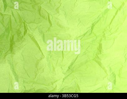Light green crumpled tissue paper texture background detail Stock Photo
