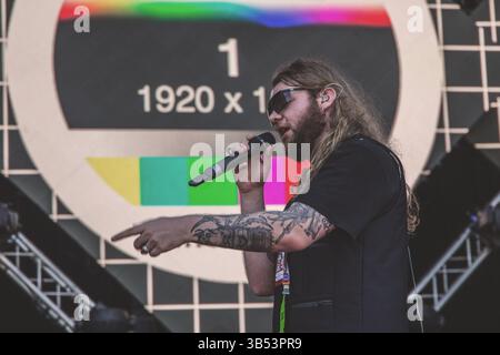 April 30, 2018, Rome, Italy: Nitro (Nicola Albera) performs live on stage at Primo Maggio concert in Piazza San Giovanni, Rome. (Credit Image: © Valeria Magri/SOPA Images via ZUMA Press Wire) Stock Photo