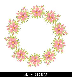Circular Wreath Of Abstract Pastel Flowers Stock Vector