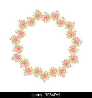 Circular Floral Wreath Of Abstract Flowers Stock Vector