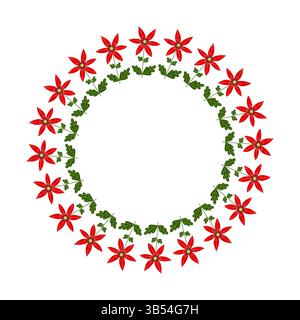 Circular Wreath Of Abstract Red Flowers Stock Vector