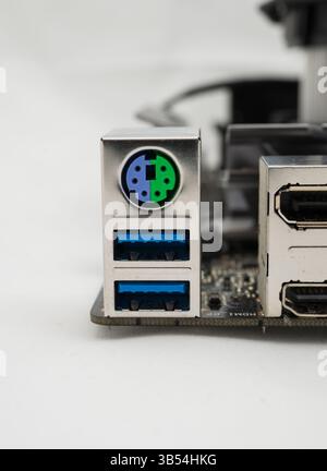 USB ports of a computer motherboard Stock Photo